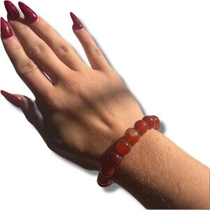 Carnelian & Sardonyx Crystal Bracelet – 10mm Beads | 7.5” | Empowering Energy |